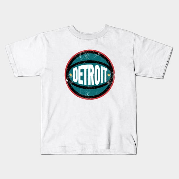 Detroit Retro Ball - White 2 Kids T-Shirt by KFig21